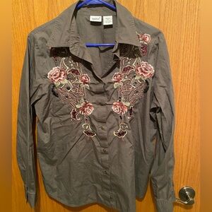 Together Women’s Embroidered Button down Top